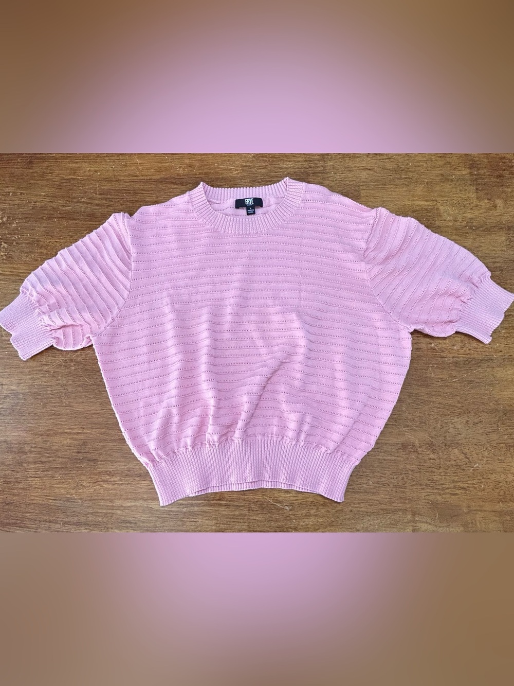 Frye Light Pink Short-Sleeve Crewneck Knit Sweater